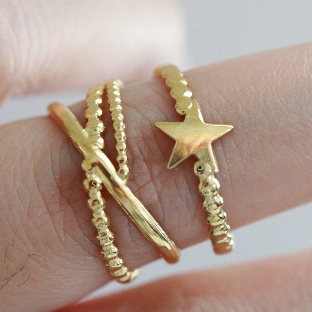2pcs Stackable Rings Star/Interlocking Style Stai… - image 3